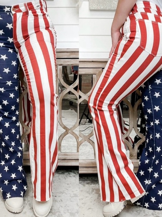 Judy Blue Denim - JUDY BLUE Sz.24W Stripes/Stars Patriotic Flare Jeans